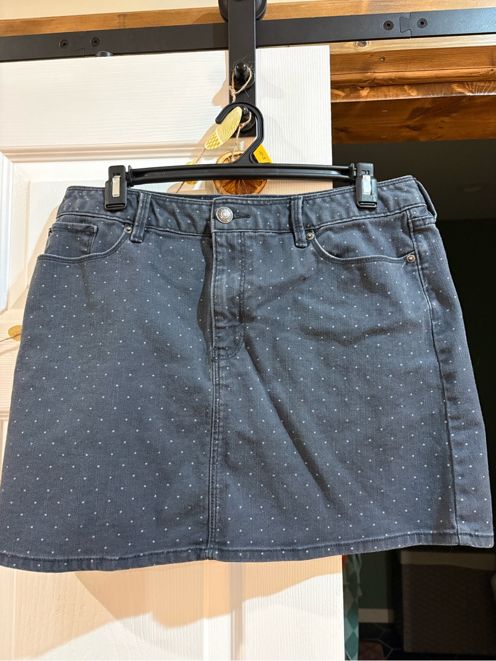 GAP Dark Gray Polka Dot Denim Mini Skirt